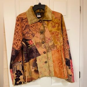 Mist vintage multicolor faux Suede Coat
